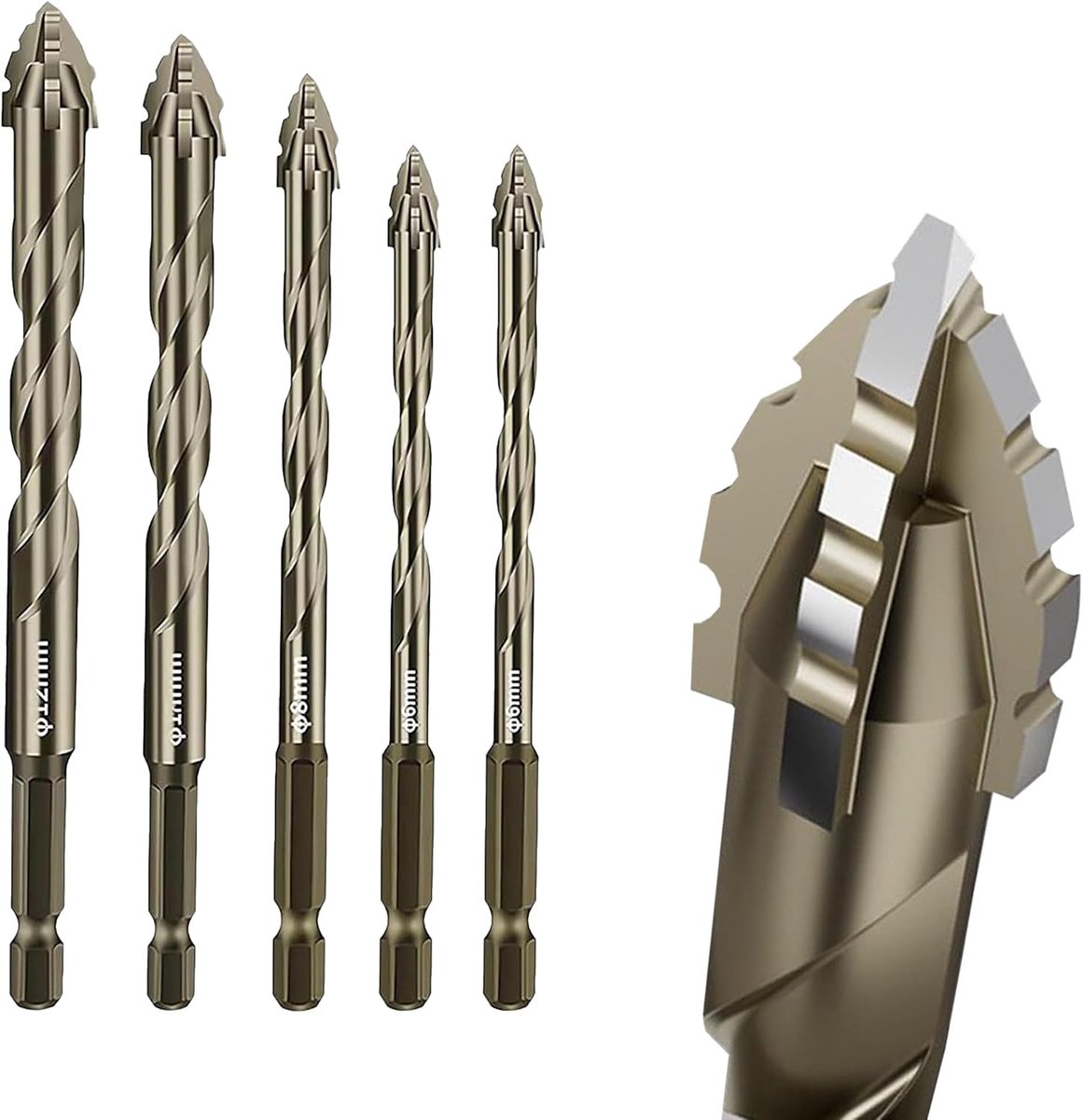 SnelShoppen - Powerbit tegelboorset set van 4 - Zaagtandboor voor glas, keramiek, porselein - Excentrische boor 6+6+8+10+12mm - Nauwkeurig boren zonde