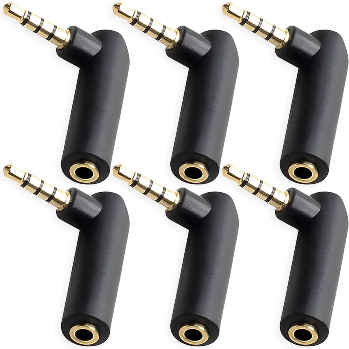 SnelShoppen - 3.5mm TRRS Hoek Audio Adapter - Gouden 90 Graden 3.5mm Mannetje naar Vrouwelijke Stereo Jack Plug AUX Audio Connector voor Hoofdtelefoon