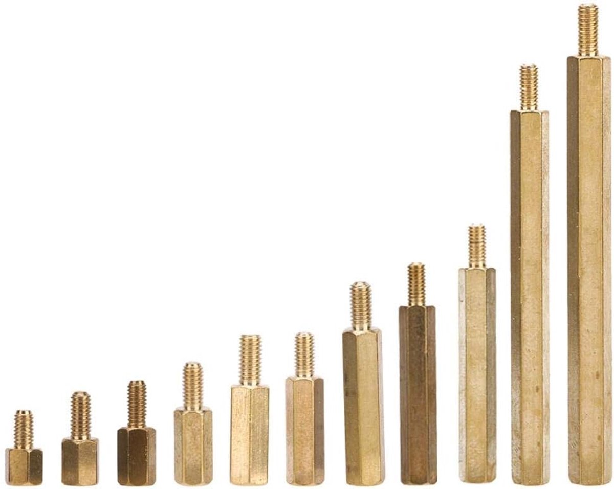 SnelShoppen - Hex Standoffs M3 Koper Messing Standoffs Assortiment Kit voor PCB Enkelzijdige Hoofd Hex Moeren Spacer Schroef Moer (M3*20) Hoogwaardige