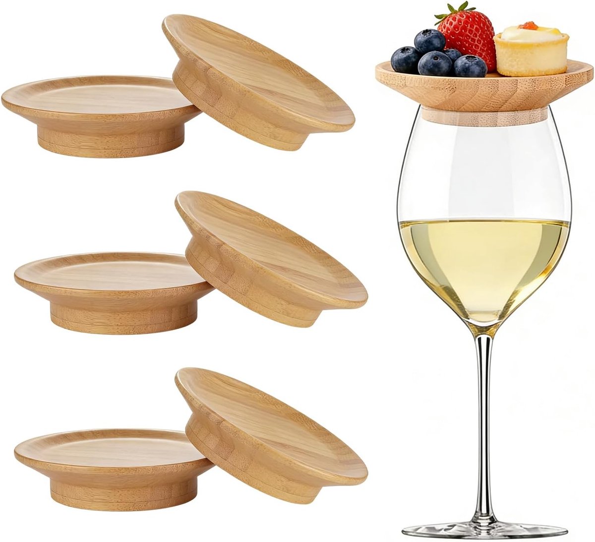 6 stuks wijnglazen opzetstukken, charcuterie planktoppers, wijnglazen toppers, onderzetters voor voorgerechtenborden - ShopVlot