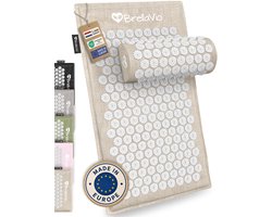 BrellaVio Eco Spijkermat Set met Spijkerkussen - Kokosvezel Vulling - 74x44 cm - Acupressuur Mat - Spijkerbed - Acupunctuur Kussen - Shakti Massage