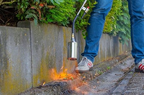 Industriële Branderset - Gasbrander Set - Onkruid Verdelgen - Met Piëzo Ontsteking - 5 Meter Slang - Zilver — afbeelding 4