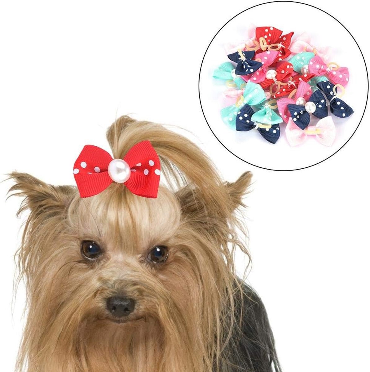 SnelShoppen - 20 Stuks Honden Haarclips Strik Elastische Haarspeldjes voor Honden en Katten Bloem Strik Haarspeld Dierenverzorging