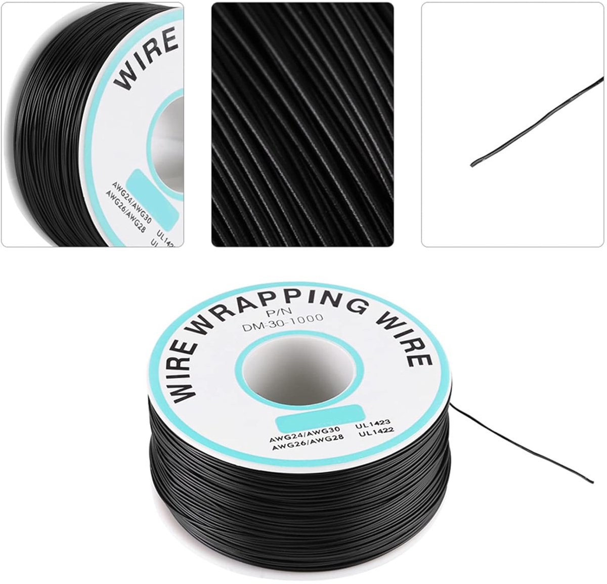 Elektrische kabel 30 AWG flexibel - zwarte siliconen mantel - 300V isolatie - ideaal voor hoge temperatuur weerstand - ShopVlot