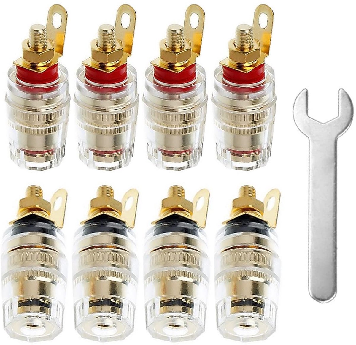 SnelShoppen - 8PCS 4mm Banana Plug Socket Aansluitingen - Goudgeplateerd Koper - Speaker Terminal Connector voor Versterker en Audiotoepassingen met 1