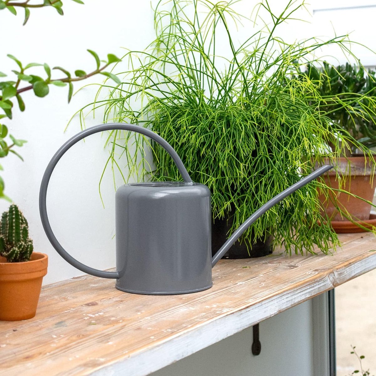 SnelShoppen - Indoor Gieter 1.4L - Gevelde Staal - Charcoal Grijs - Modern Ontwerp met Smalle Tuit voor Binnenplanten - Ideaal voor Terrariums en Hoge