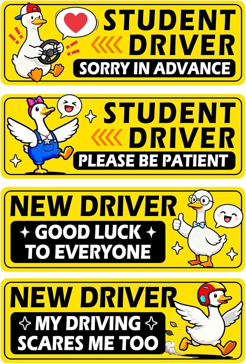 Auto magneten voor beginnende bestuurders - cartoon gele gans - reflecterend ontwerp - ShopVlot