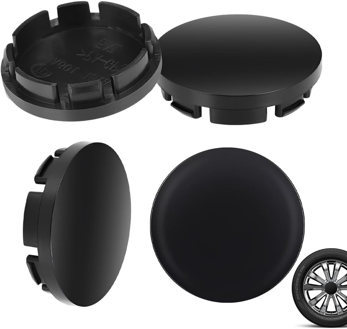 SnelShoppen - 4 Stuks Universele Coprimolen in Kunststof Voor Velgen Audi en Volkswagen (Buitendiameter 56Mm, Binnendiameter 51Mm) Zwart