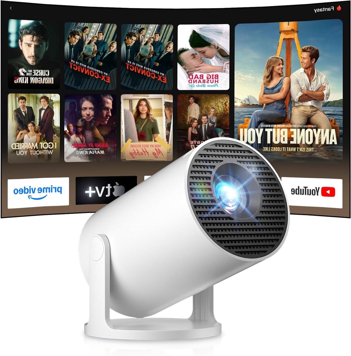 Mini Beamer - Draagbare Projector - Thuisbioscoop Creëren - Android 11 Ingebouwd - 180 Graden Draaibaar - Wit