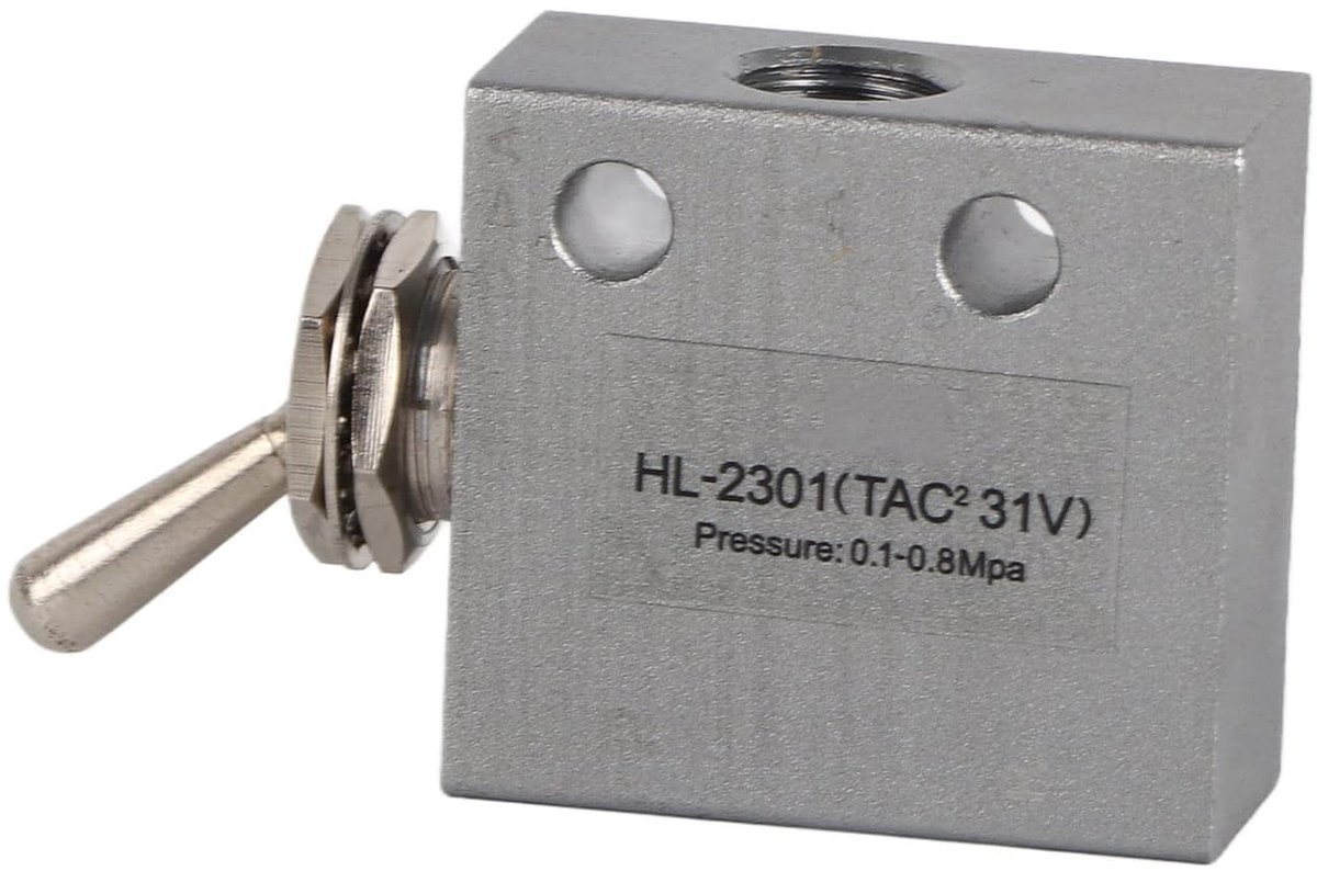 SnelShoppen - Pneumatische Mechanische Ventiel HL2301 3-Positie 2-Poort Schakelaar Handbediening Metaal Knop
