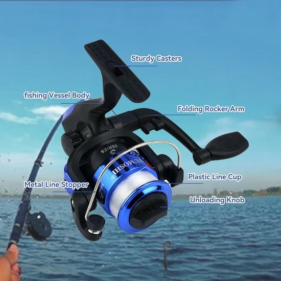 Lichtgewicht en krachtige 200 Type Spinning Fishing Reel met 5.1:1 gear ratio voor zee- en meer vissen, ideaal voor korte hengels en bootvissen — afbeelding 5