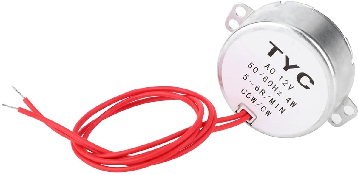 SnelShoppen - 12V AC Synchronisatiemotor 4 Watt - Omkeerbare Motor voor Handgemaakt, Schoolprojecten - 5-6 Toeren per Minuut - Met Draadkoord