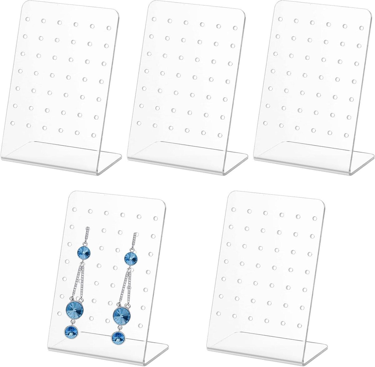 Oorbellenhouder Set - Sieraden organizer - Sieraden opbergen - L-vormig stabiel ontwerp - 42 gaten - Transparant
