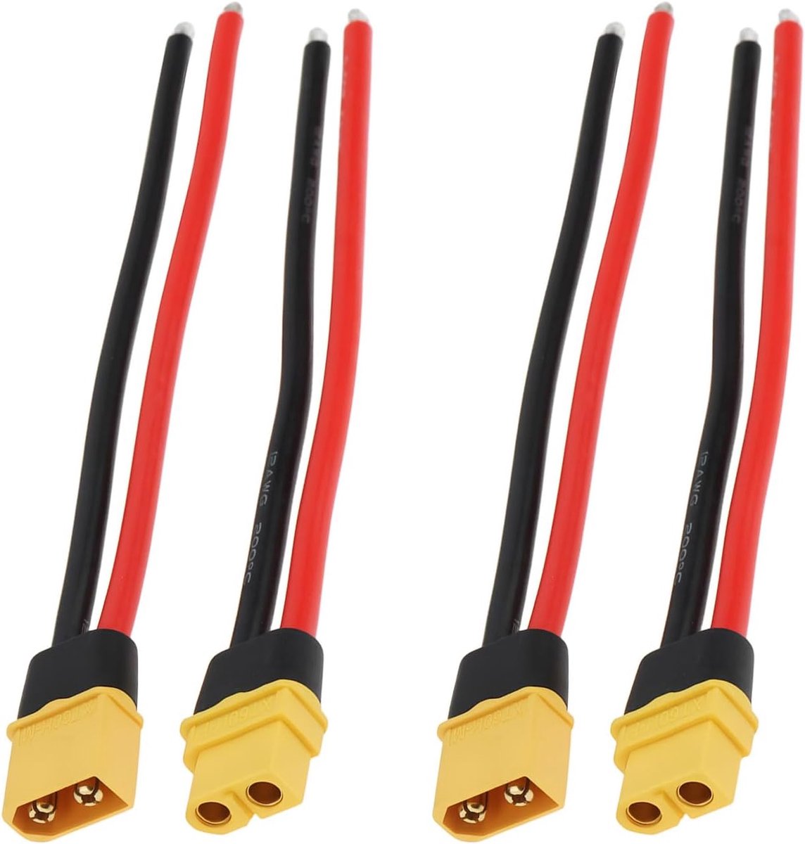 SnelShoppen - EMSea 4pcs XT60 Male Vrouwelijke Plug Socket Incl. Siliconen Kabelverbinding 15cm 12AWG voor Modelauto's, Drones en Elektrische Voertuig