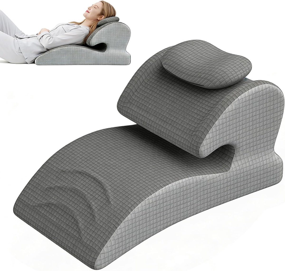 SnelShoppen - Wedge Kussen voor Bed, Geheugenfoam met Afneembare Hoofdkussen | Ergonomische Ondersteuning voor Rug, Nek en Benen, Ideaal voor Lezen, O