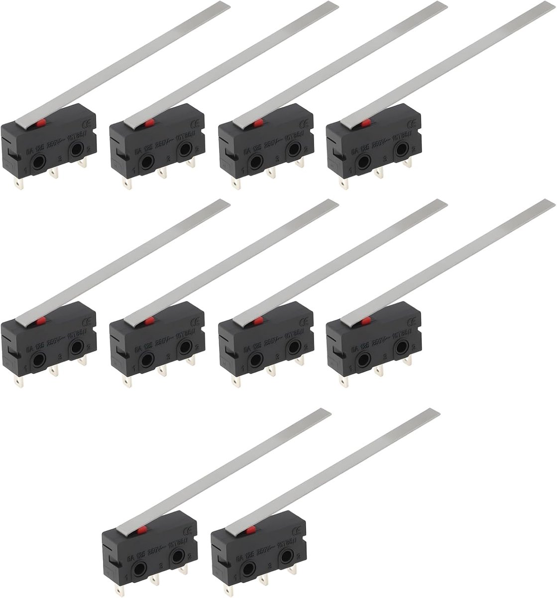 SnelShoppen - 10 Stuks 55mm 3-Pin V4 SPDT Miniatuur Micro Schakelaar 5A 250VAC voor Elektrische Apparatuur, DIY, Huishoudelijk Gebruik