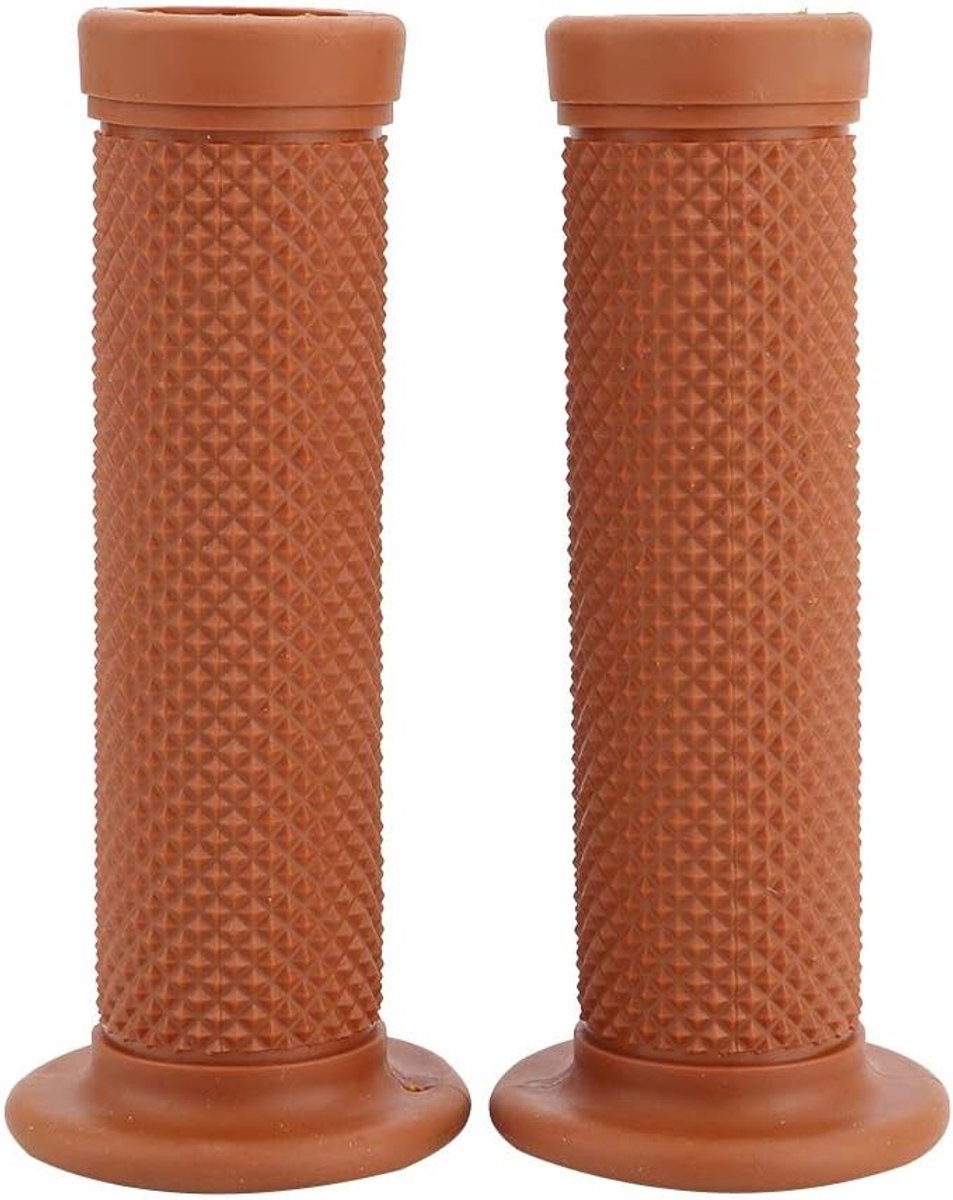 SnelShoppen - Motorhandvatten Universeel Vintage 22mm Antislip Rubber Geel Bruin 2 Stuks Hoge Kwaliteit voor Motorfiets