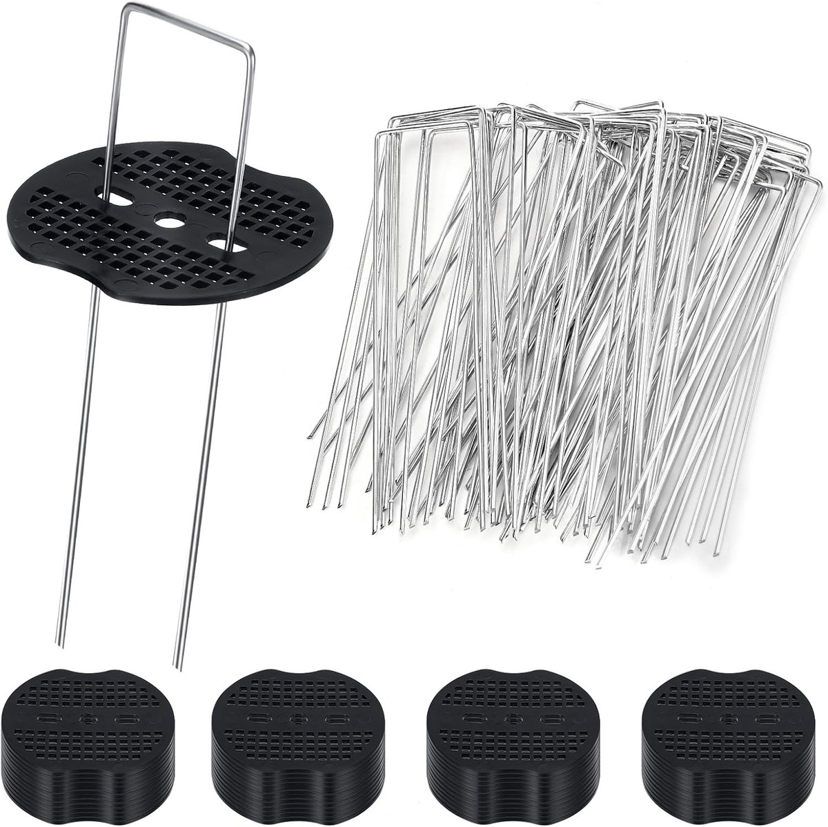 Onkruiddoek grondankers - Verzinkt Staal - 150 x 38 mm - U-haringen met Sluitringen - Voor Tuin en Landschap