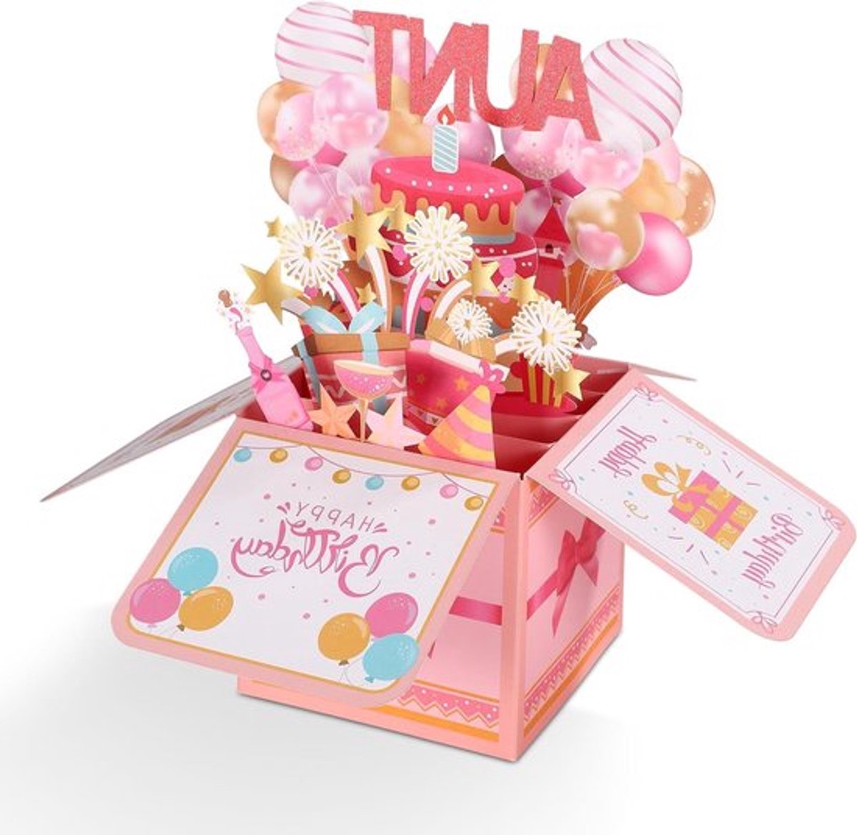Vouwbare 3D Verjaardagskaart voor Tante met Groet, Leuke Papieren Kaart met Envelop als Cadeau van Nichte/Nefje, Originele Verjaardagscadeaus voor Familie