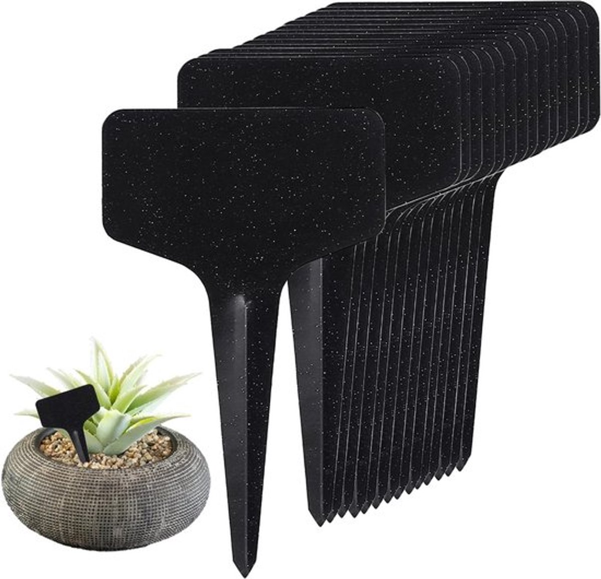 Set van 50 T-vormige Plantlabels van Plastic voor Tuin en Buiten, Ideaal voor DIY Tuinprojecten, 6 x 10 cm, Zwart