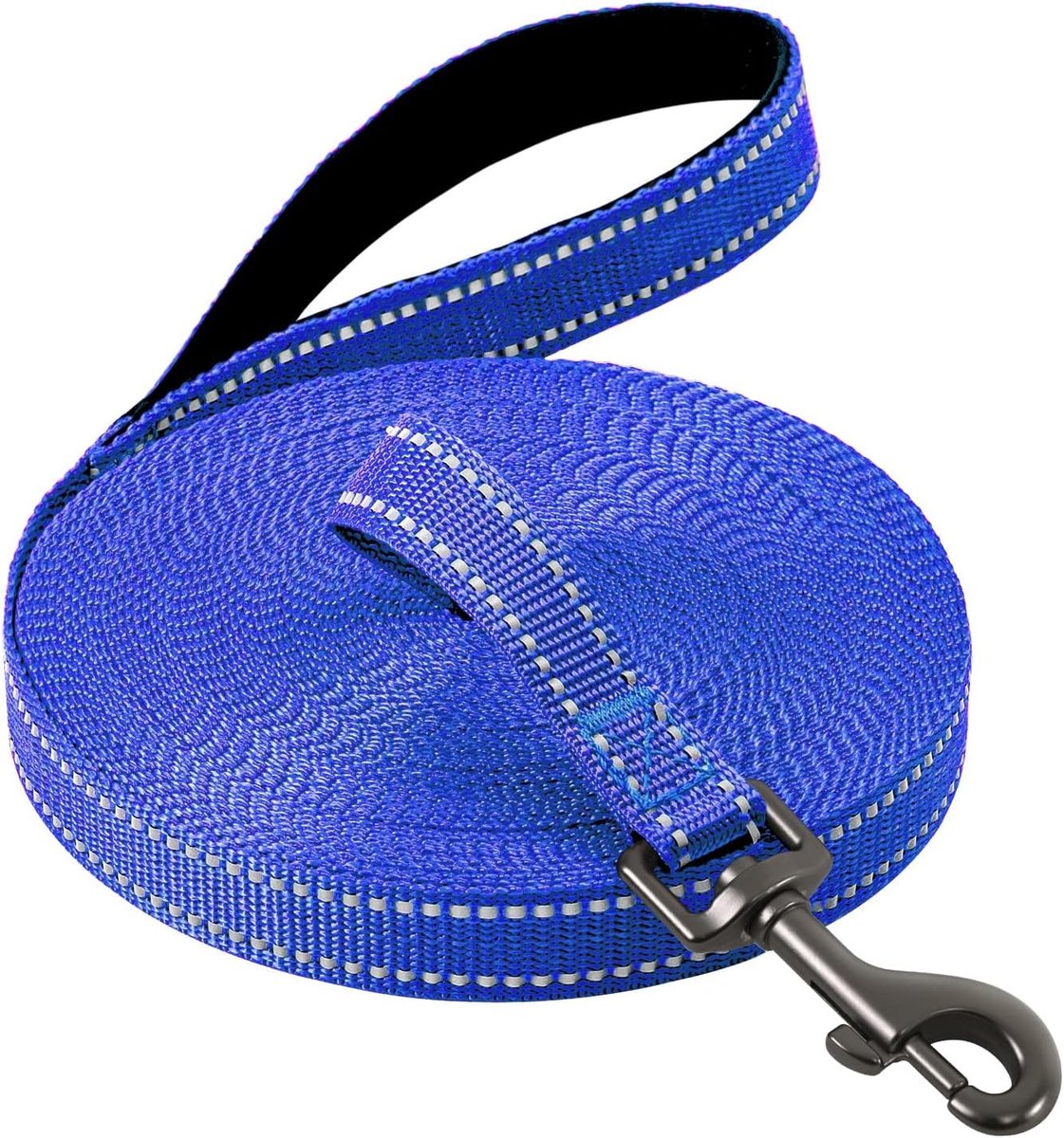 Hondenriem - Donkerblauw - 15 m - Robuuste Reflecterende Trainingslijn met Gevoerde Handgreep - Voor Honden