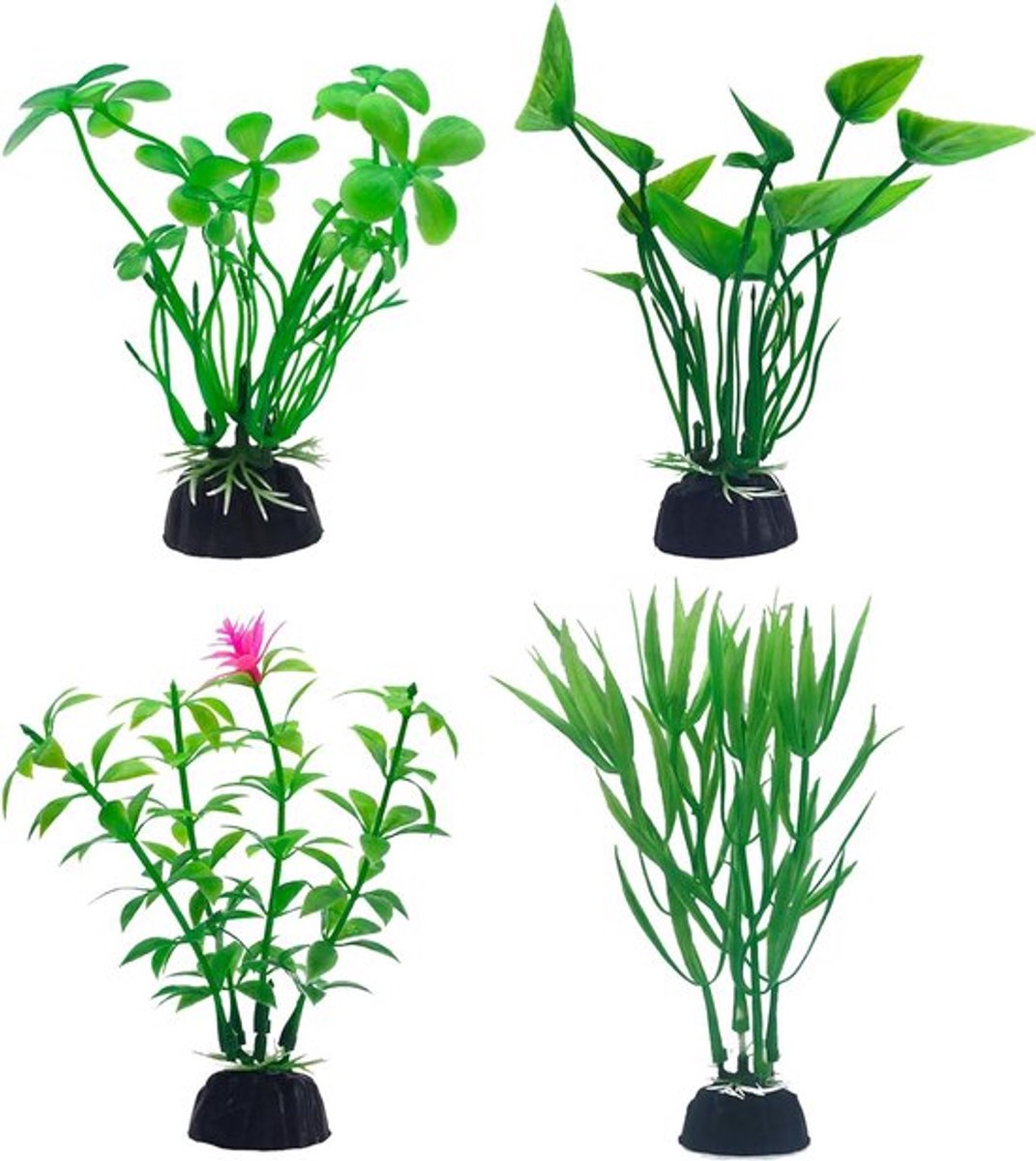 Realistische Kunstplanten voor Aquarium - Set van 4 Stuks - Onderwaterdecoratie - 10 cm Hoog - Ideaal voor Zoetwater en Zeeaquaria
