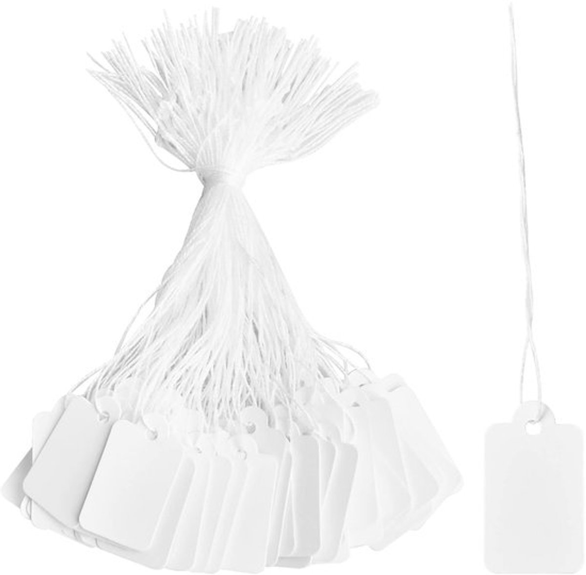 Prijskaartjes - Etiketten met koord - 500 stuks - 23 x 14 mm - Handgemaakte labels voor kleding en cadeauhangers - Perfect voor winkelier...