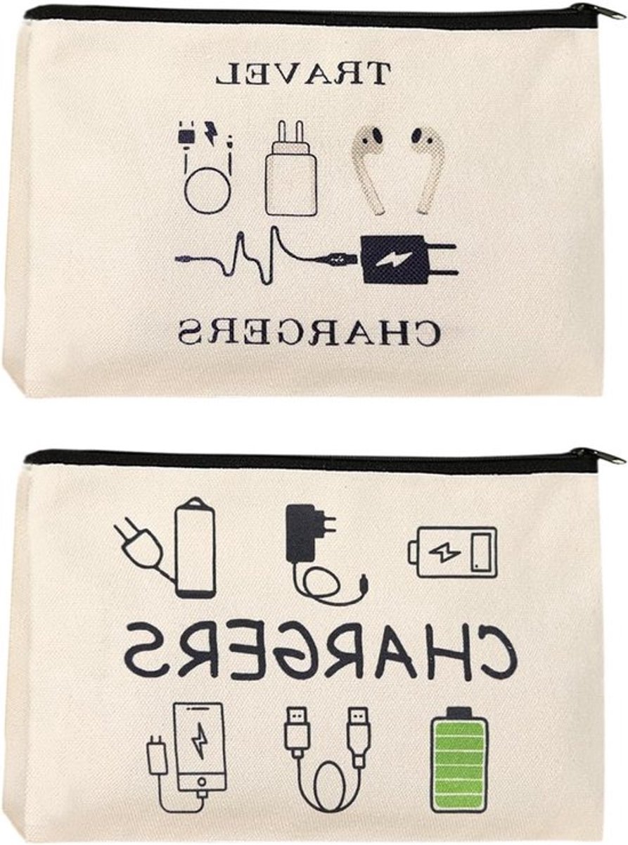 Persoonlijke Make-up Tas Set van 2, Grappige Opbergtas voor Reizen, Zipper Toilettas voor Dames en Heren