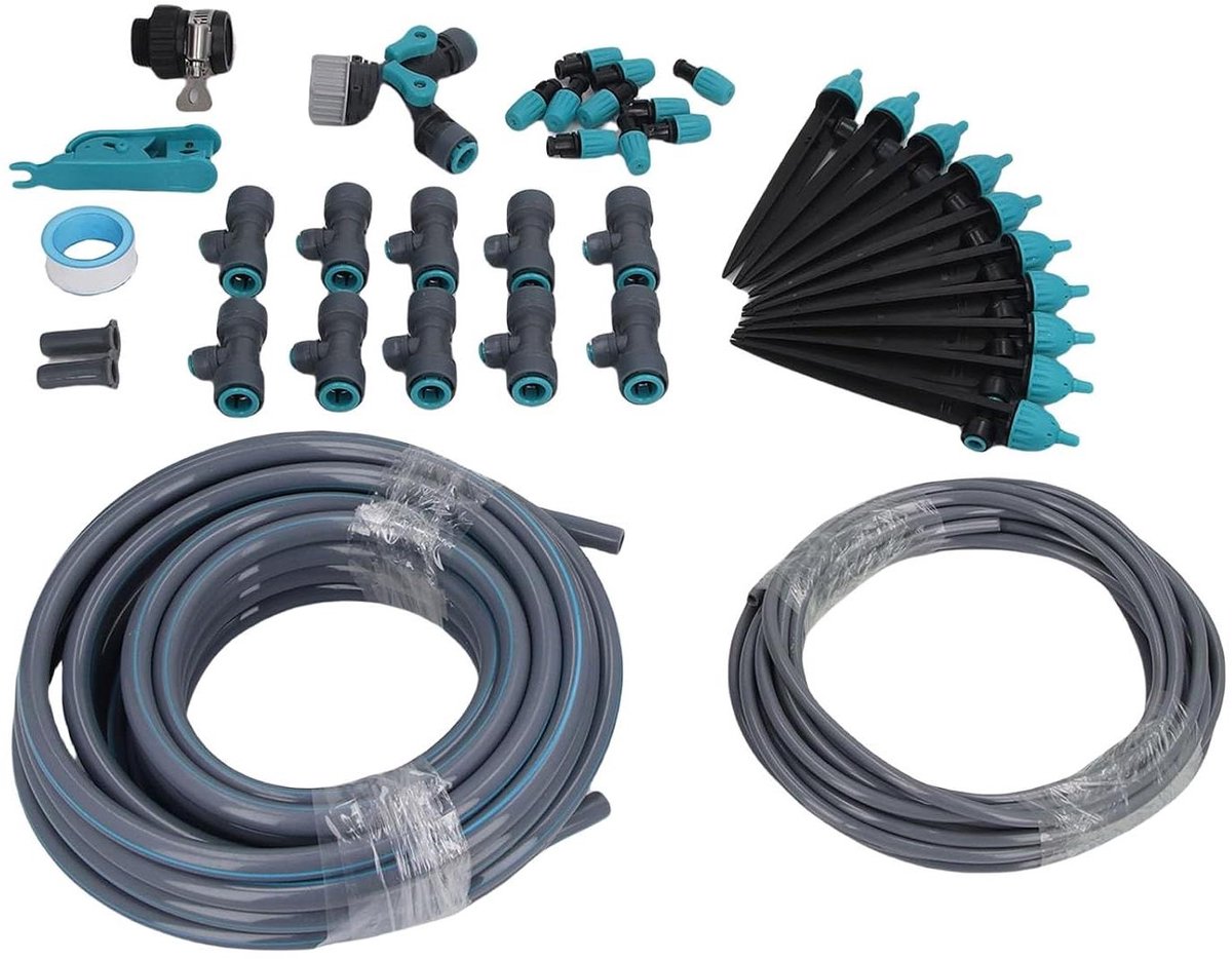 Automatisch Bewateringssysteem - Druppelslang Kit - Planten Verzorgen - Verstelbare Sproeiers - 10 Meter Slang - Grijs
