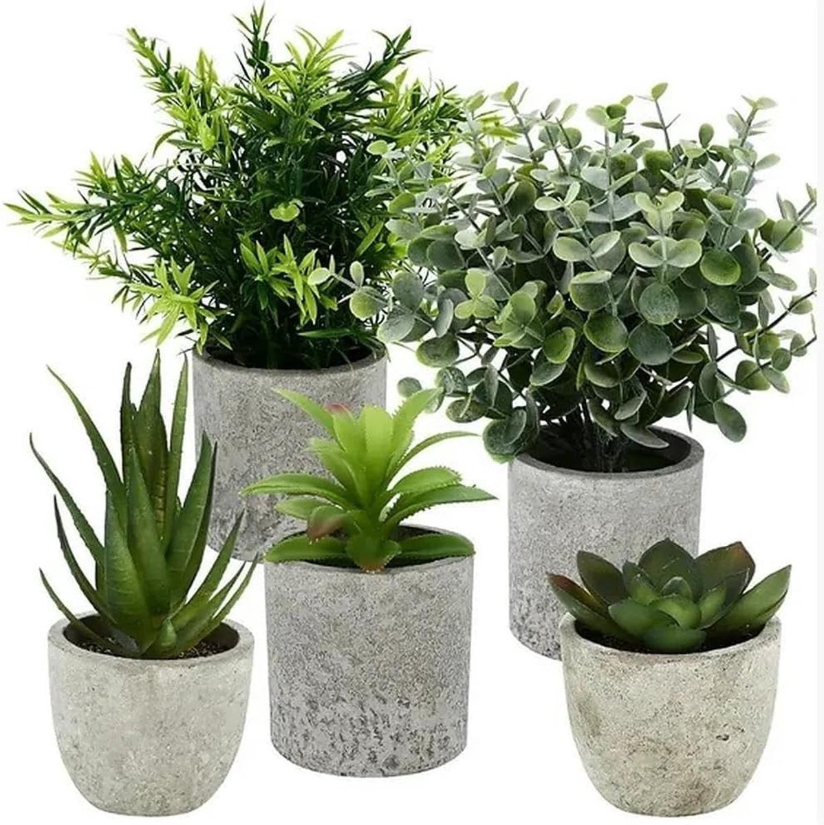 Kunstplanten - Groen - Set van 5 - Neppanten voor Binnen- en Buitendecoratie