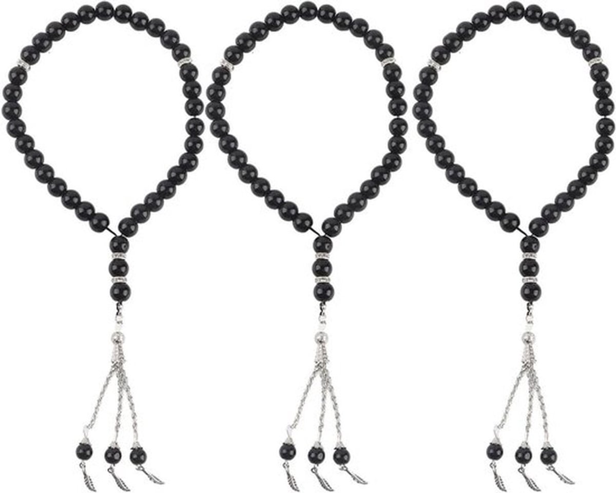 3-delige Gebedssnoer met 33 Kralen van 8,1 mm, Handheld Gebedsketting, Islamitische Tasbih en Rozenkrans Accessoires voor Spirituele Praktijken