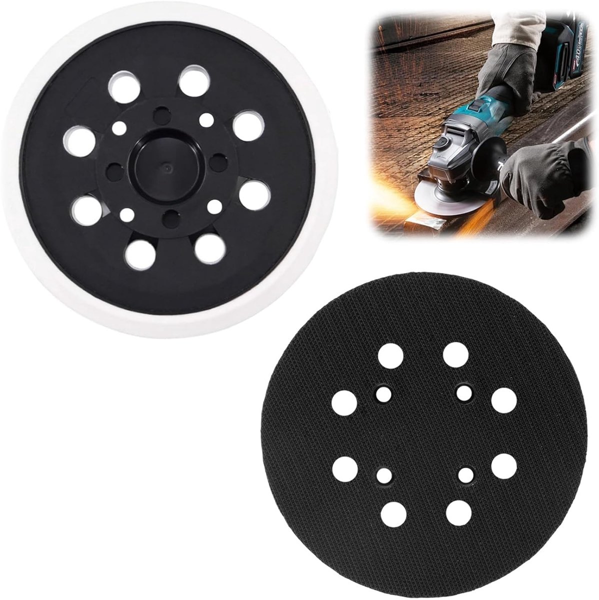 Grinding Disc 125 mm 8 Holes Professional Grinding Wheel Compatible with Bosch PEX 300 AE and PEX 400 AE, Hardness - ShopVlot