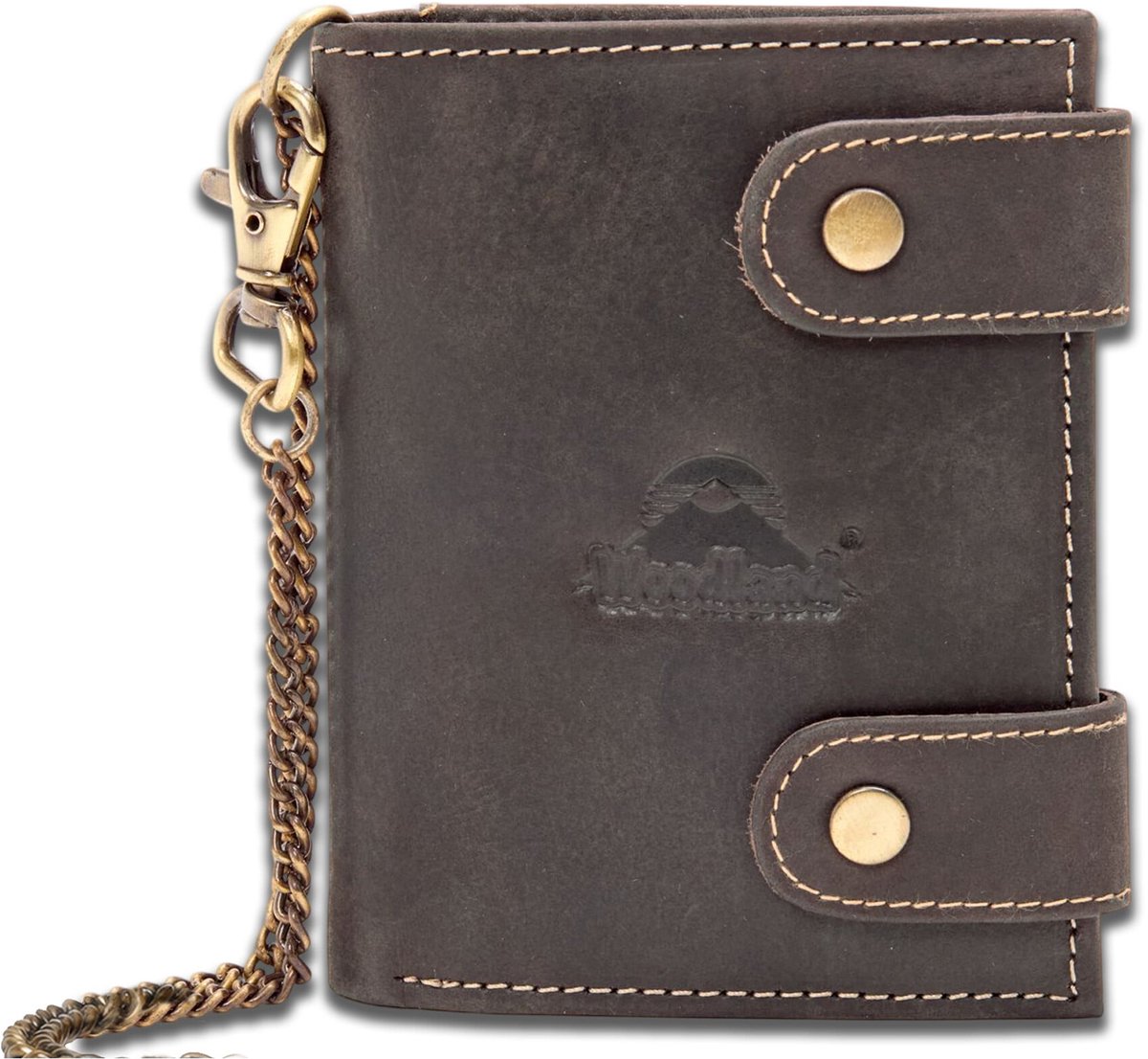 Woodland Leren Biker Portemonnee met Ketting - Echt Leer - Heren & Dames - Bruin