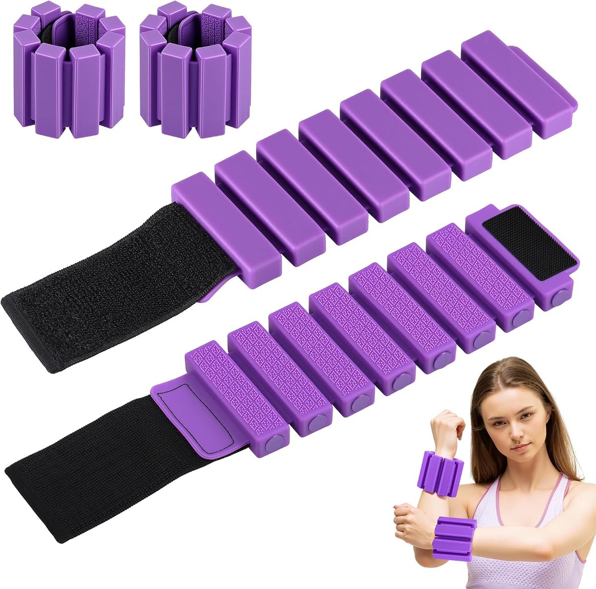 SnelShoppen - 2 Stuks Enkel- en Polsgewichten voor Vrouwen, Verstelbare Gewichten van Siliconen, Lichte Ankle Weights en Polsbanden voor Pilates en Ha