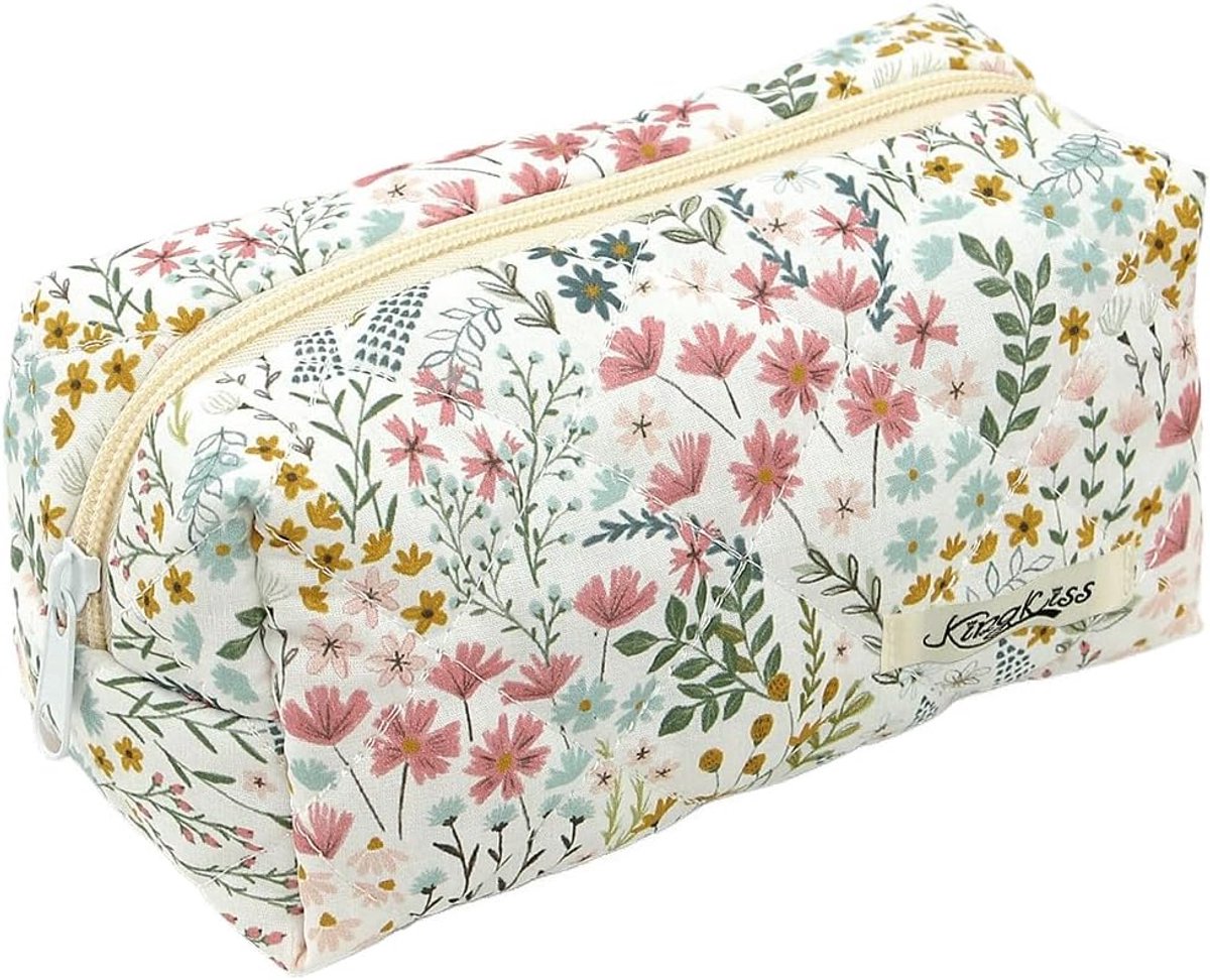 SnelShoppen - Schrijfcase, Unisex Pennen Case 19 x 8 x 6 cm, Kleine en Schattige Cartoon Tas voor Sleutels, Cosmetica, Speelgoed (Wit + Groen)