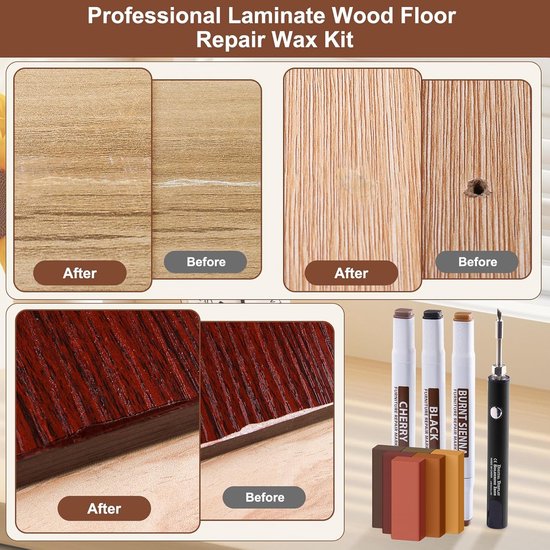 Laminaat reparatieset - Hout reparatie - Vloeren herstellen - 11 Kleuren was - 8 Dubbele punten - Multicolor — afbeelding 4