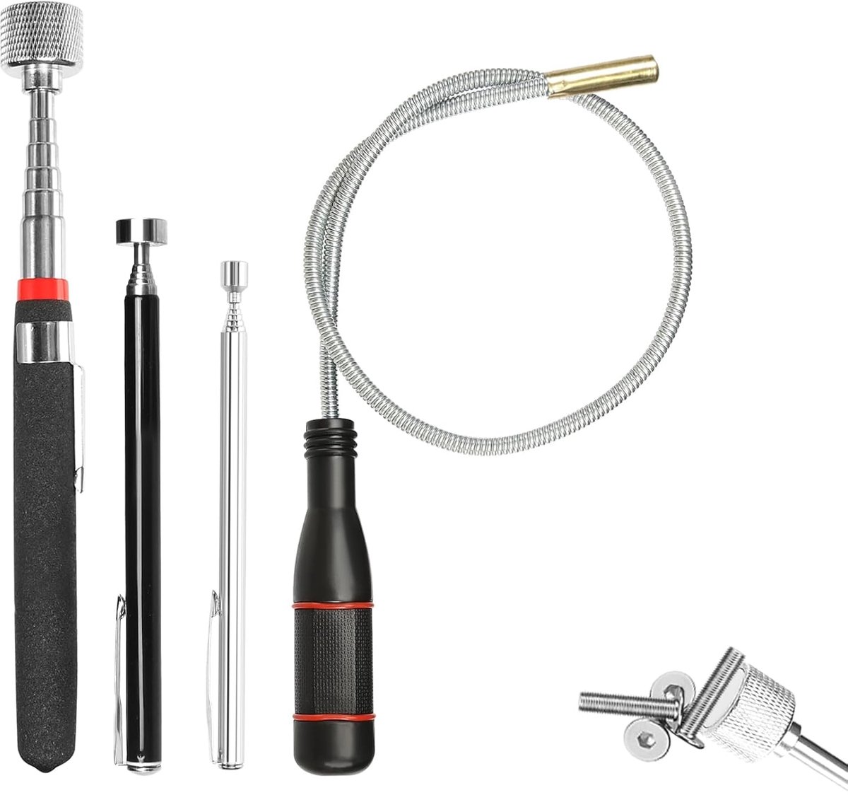 SnelShoppen - 4-delige Magnetische Telescopische Stang, Flexibele Magnetische Hefboom voor Kleine Onderdelen, Auto Onderdelen, Metaalitems, 1.5lb/5lb,