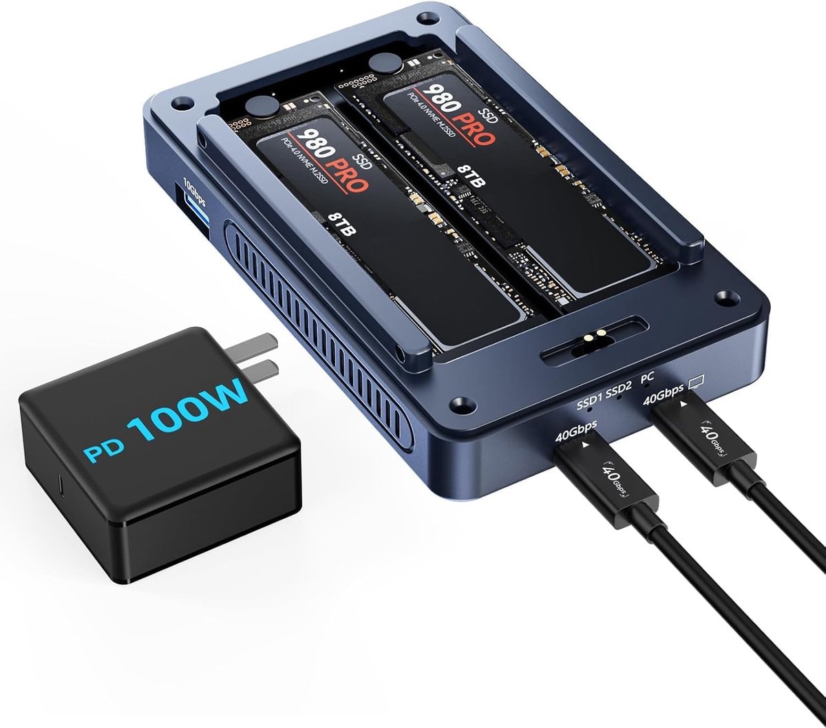 SnelShoppen - M2 NVMe SSD Behuizing 40 Gbit/s USB C Aluminium Externe Hardeschijf Behuizing PCIe 2280 M-Key (B+M Key) Voor USB 4/3.2/3.1/3.0/Type C Ap