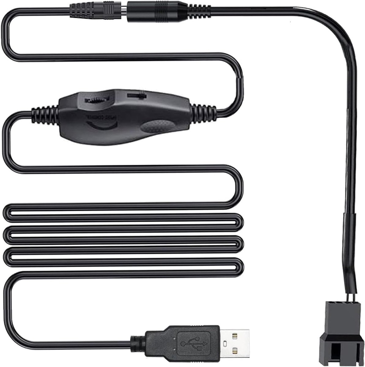 SnelShoppen - Fancontroller 12 V, USB, DC 5 V, Snelheidsregelaar voor 3/4-pins ventilator, Ideaal voor Koeling van Xbox, DVR, PlayStation, Geluidsarm