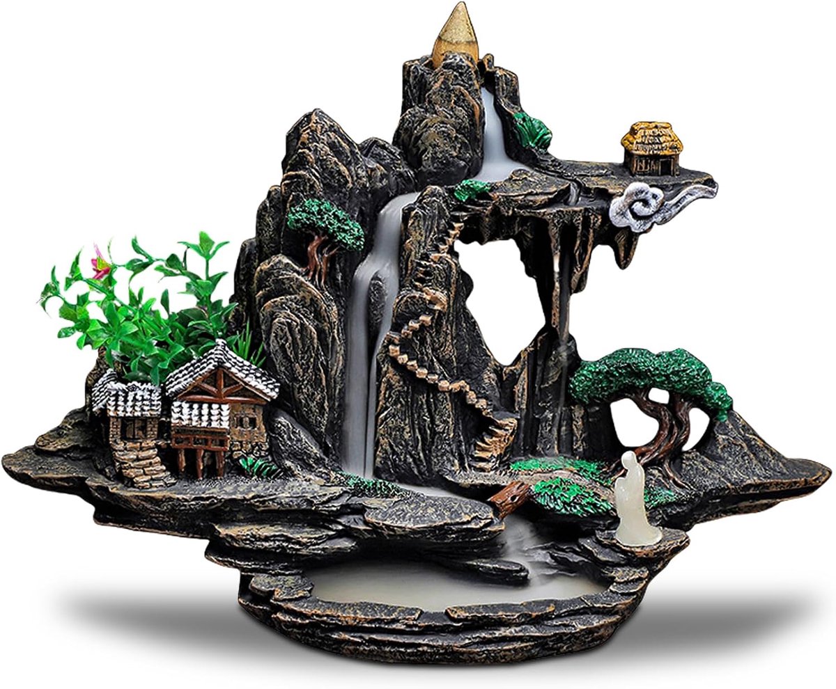 SnelShoppen - ZONSUSE Incense Burner Alpine Reflux, Aromatische Wierookhouder Waterfall Landschap, Rookwaterfall Mountain, Relaxerende en Schattige Ar