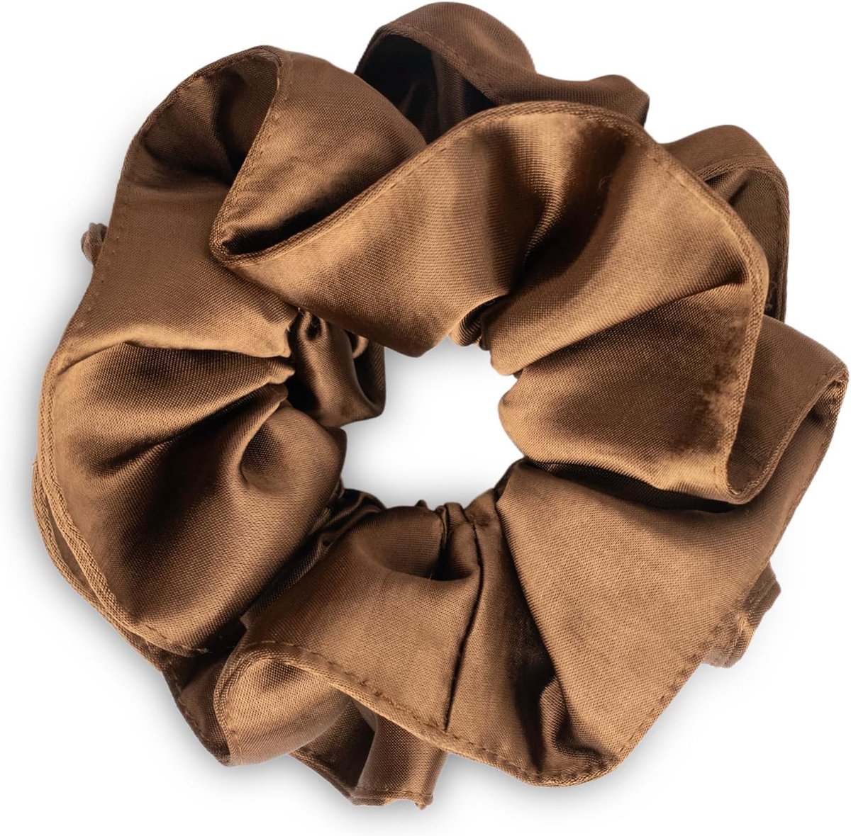 SnelShoppen - Haar Scrunchie Satin voor Vrouwen, Elastische Haarband, Drie-Dimensionale Styling, Zachte en Rekbare Ponytail Houder, Bruin, Ideaal voor
