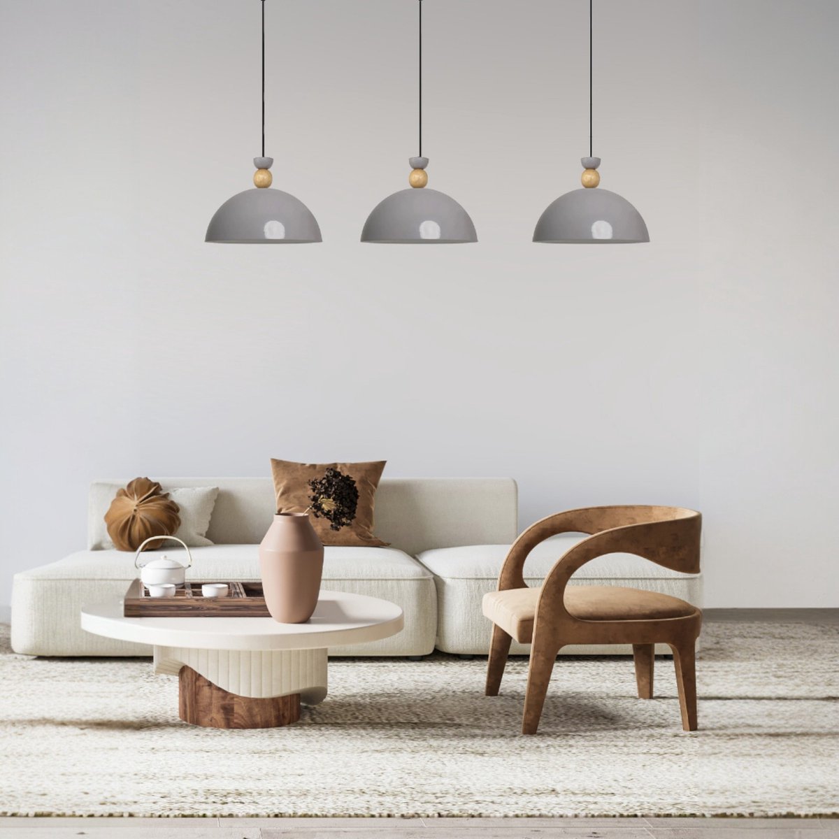Bamyum Yimpi hanglamp, industriële Modern stijl, Ø30 cm, grijs metalen lamp