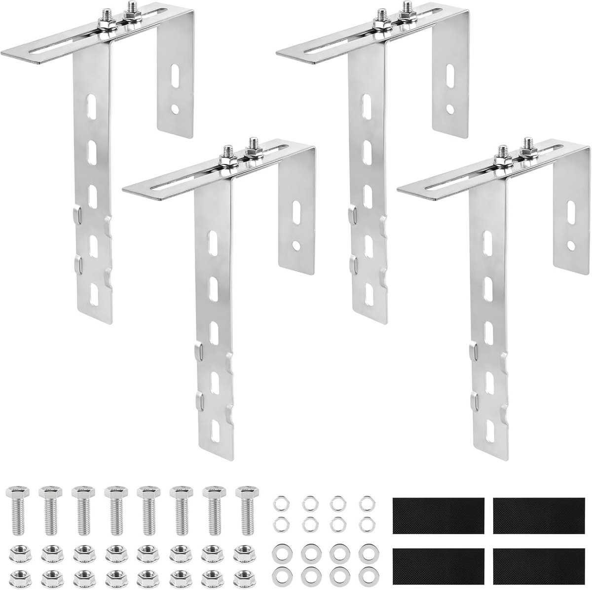 Solar panel balkonhouders 4 stuks - verstelbare haken 6-18cm - roestvrij staal 304 - ideaal voor balkonplanten - ShopVlot