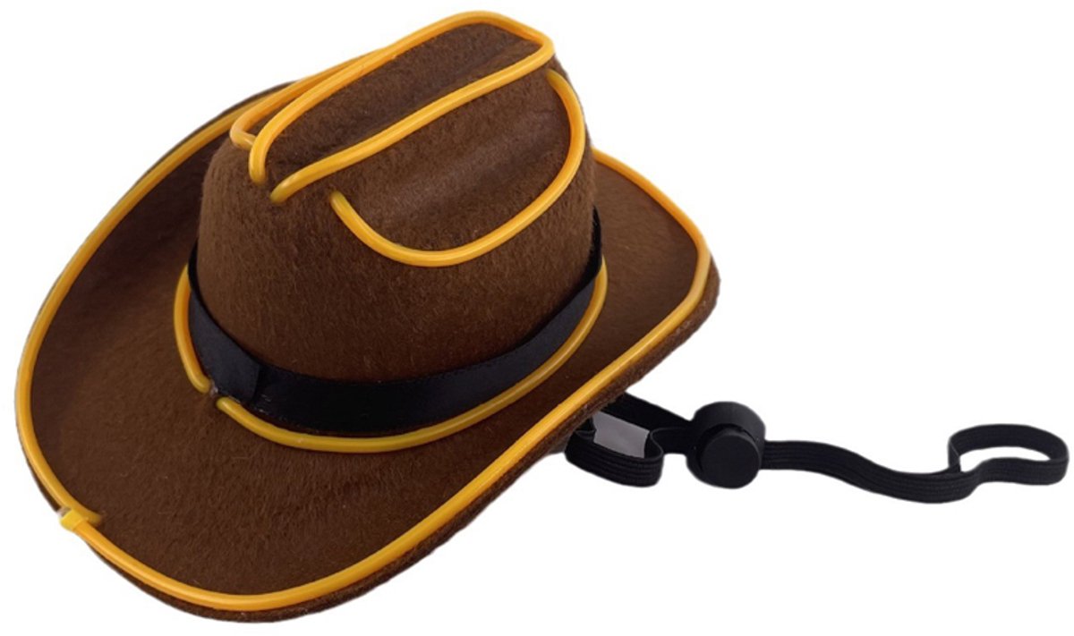 Doppler LED Mini Cowboyhoed – Voor Mensen, Honden & Katten – Festival, Carnaval & Halloween – Geel