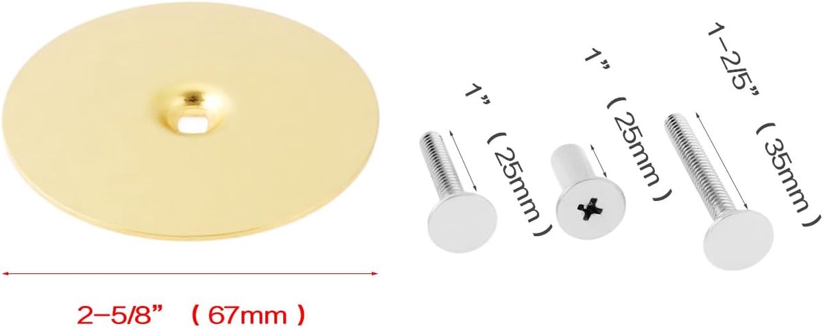 SnelShoppen - 3 Set 67mm Diameter Deur Gat Afdekkap met 25mm en 35mm Schroeven, Goud - Veiligheid en Privacy voor Deuren