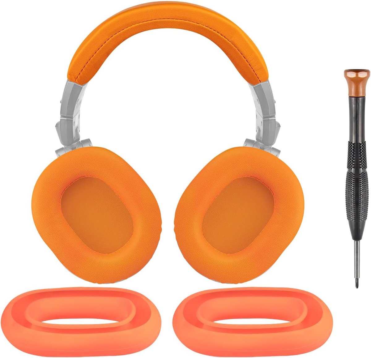 SnelShoppen - Vervangende Oorkussens en Hoofdband Cover voor Hoofdtelefoon, Earpads van Echte Leer, Inclusief Hoofdband Kussen, Geschikt voor M50, M50