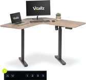 Elektrisch Verstelbaar Zit Sta Bureau – Hoekbureau met Digitaal Display – 120 x 120 cm – Zwart/Hout