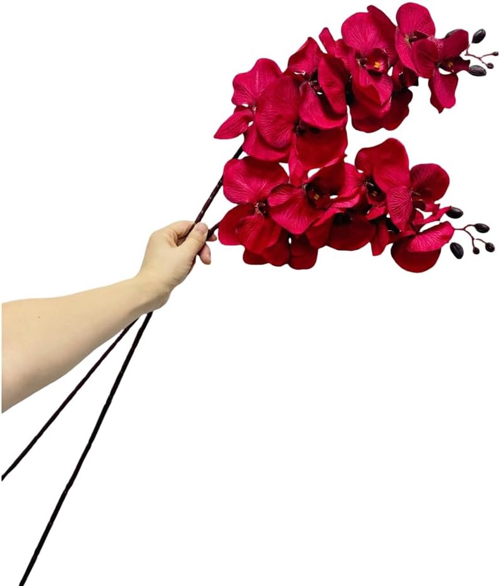 SnelShoppen - 8 Takken Kunstorchidee, 40" Boeketten met 2 Stelen Phalaenopsis Geen Verbleking Bloemblaadjes Nepplant Voor Thuisdecoratie, Kantoorinric