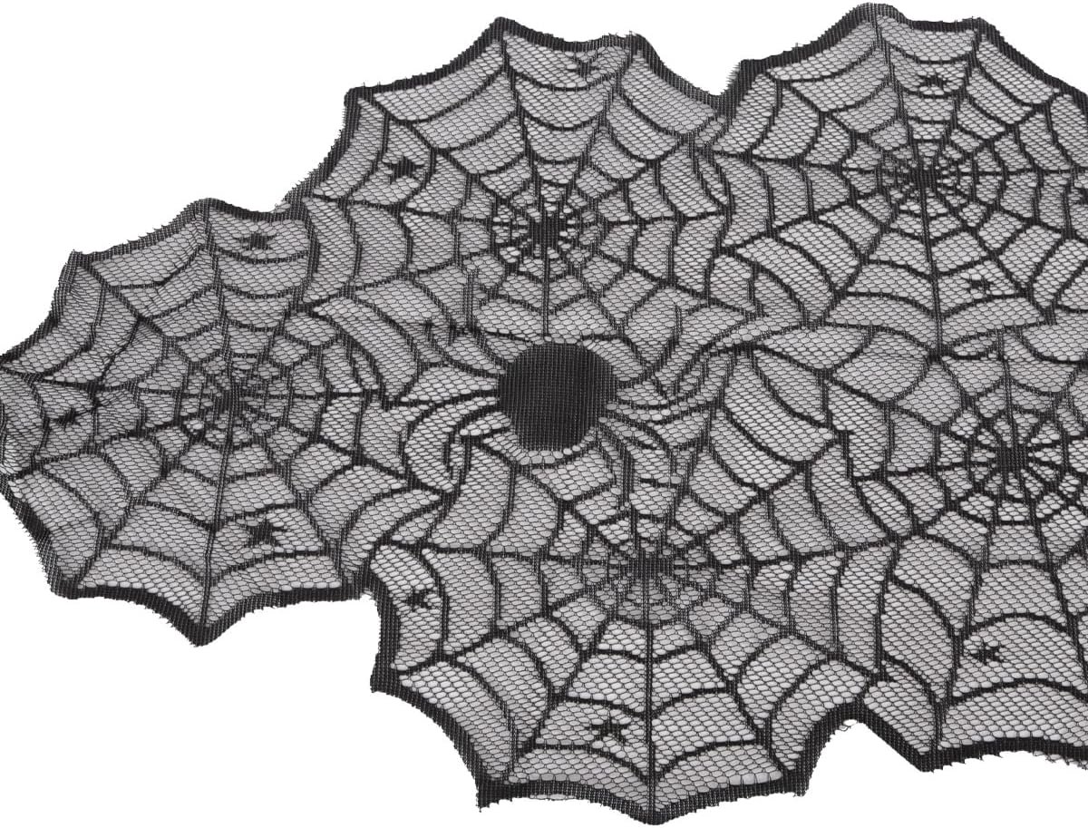 SnelShoppen - Halloween Spinnenweb Tafelloper 45 x 183 cm - Spooky Tafeldecoraties voor Halloween Feesten, Herfstdecoraties voor Binnen en Buiten, Zwa