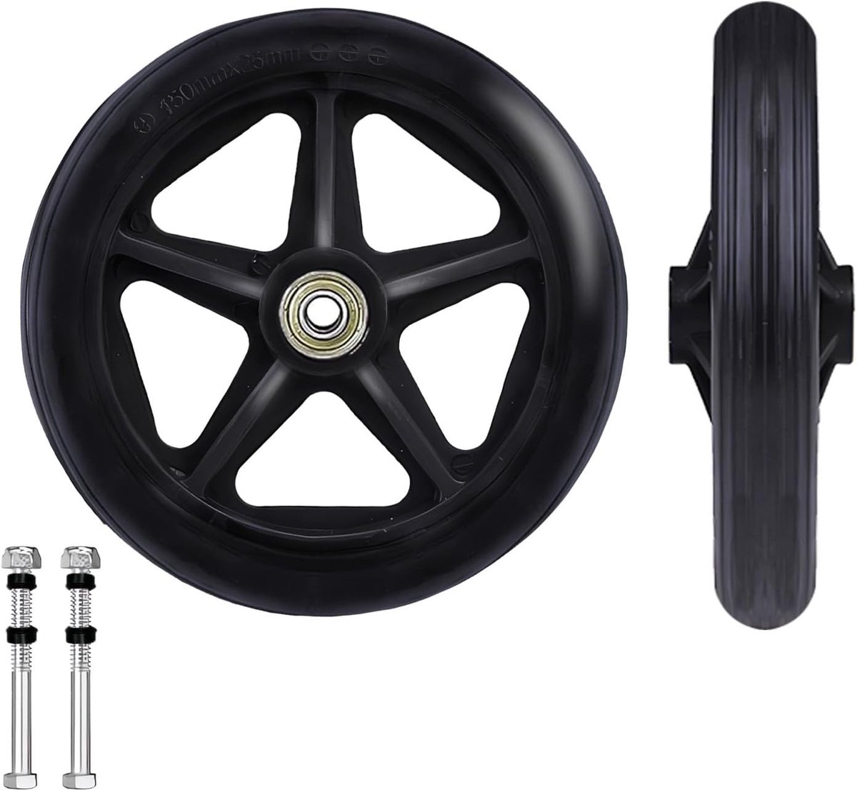 2 pieces wheelchair front wheel wheel wheel replacement wheels equipped with two screw rods, suitable for wheelchairs - ShopVlot